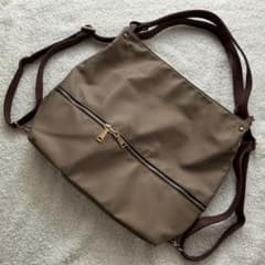 GUSCIO ITALYナイロンバッグ②トートリュック2way茶グッシオイタリーのサムネイル