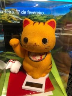 招き猫 ソーラー ぬいぐるみ ちりめん風 イエローのサムネイル