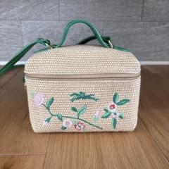 LONGCHAMP かごバッグ フラワー刺繍