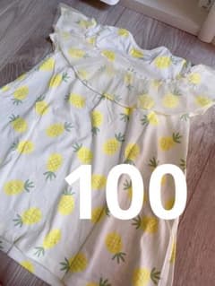 【新品未使用】ラプチリリー 100 キッズ　女の子　パイナップル　半袖ワンピースのサムネイル