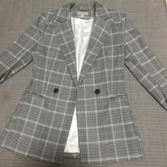 H&M チェック柄 テーラードジャケット グレーのサムネイル