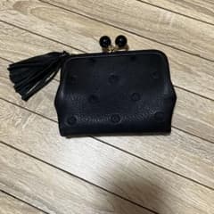 t*☆様 レザー 二つ折り財布 黒 タッセル付き（がまぐち）のサムネイル