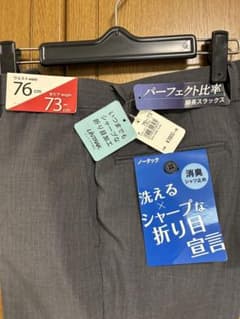 新品 パーフェクト比率 脚長スラックス 76-73 グレーのサムネイル