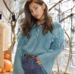 SeaRoomLynn フリンジ付き　ニット　ターコイズのサムネイル