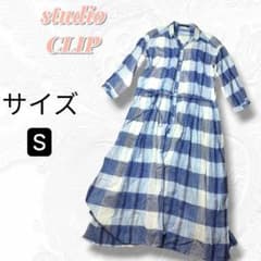 studio CLIP シアービッグチェックワンピース ロングシャツワンピースのサムネイル