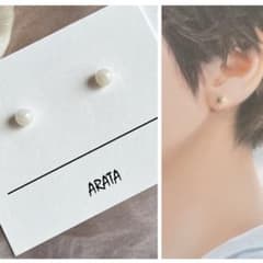 まち針ピアス　ミニピアス　ハンドメイド　パール系ホワイト　白のサムネイル