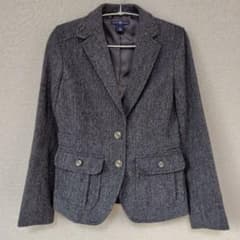【GAP】ウールテーラードジャケット ツイード ダブルベンツ Sサイズ グレーのサムネイル