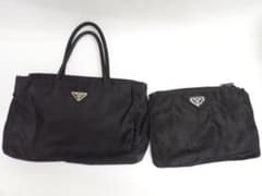 PRADA プラダ テスート ナイロンハンドバッグ ポーチ付 ブラック J5-B
