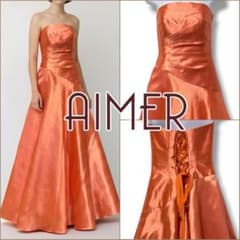 AIMER エメ 高級 ロングドレス 演奏会 光沢 コーラルオレンジ - メルカリ