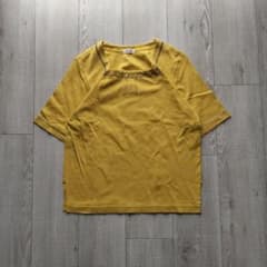 【超メルカリ市ラストセール】Y2K 半袖Tシャツ マスタードイエロー 刺繍ロゴ