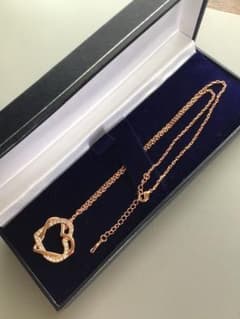 더블 하트 목걸이 핑크 골드 컬러