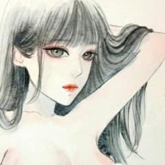 2386/B 肉筆原画　美人とモンステラ　水彩絵具　手描きイラスト　裸婦画 肉筆原画 絵画 手描きイラスト 美人画 オリジナル アナログ 裸婦