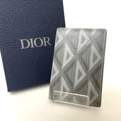 Dior ディオール CD ダイヤモンド 二つ折り カードケース グレー 中古
