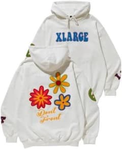 XLARGE フラワー刺繍パーカー ホワイトのサムネイル