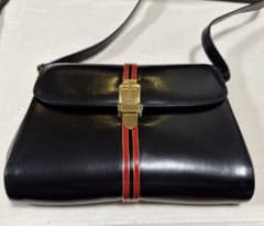 激レア オールドグッチ ショルダーバック エナメルシェリーライン 筆記 