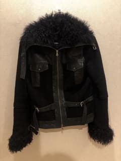 fur leather jacket/opium y2k - メルカリ