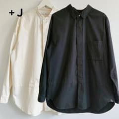+J Lサイズ スーピマコットンオーバーサイズ 長袖シャツ 白 黒 2点セットのサムネイル