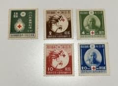 山田　銭単位切手　赤十字条約75年4種完 銭単位切手 戦前 1939年 赤十字条約成立75年記念切手 全4種揃い＋1枚