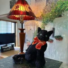 ねこ 黒猫 ネコ ぬいぐるみ オレンジリボン付き ハロウィンのサムネイル