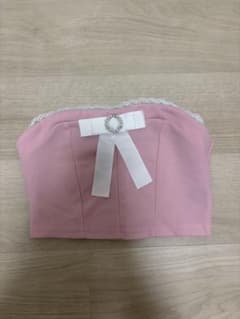ピンク ビスチェ リボン 衣装 コスプレ パール調装飾 レース TWICEのサムネイル