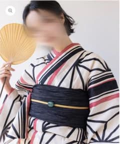 ブラック・レッドの麻の葉模様 浴衣・帯セットのサムネイル