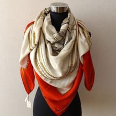 美品　エルメスカシミヤシルク140ビジューショール　スカーフ　紙タグ　箱 美品 エルメスカシミヤシルク140ビジューショール スカーフ 紙タグ 箱