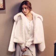 Rirandtureワイドカラーファーコート オフ白 Sサイズ リランドチュール