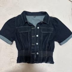 デニムシャツ Tシャツ　半袖 ショート丈のサムネイル