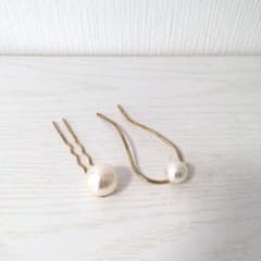 パール付きヘアピン2個セットのサムネイル