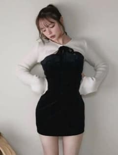 ワンピース ANDMARY Anita ribbon mini dress andmary Anita ribbon mini dress black