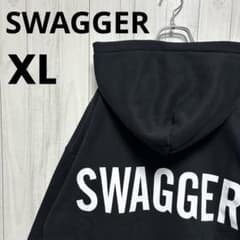 極美品】スワッガー ジップパーカー バックロゴ プリント ブラック