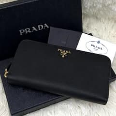 極美品］PRADA ハート バイカラー ロゴ ロングウォレット 長財布 