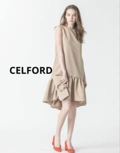 CELFORD　セルフォード　グログランAラインワンピース　ペプラムワンピース CELFORD セルフォード グログランAラインワンピース ペプラム