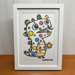 原画一点物】「小さなお守り」猫の絵 絵画 原画 絵 動物画 ポップ