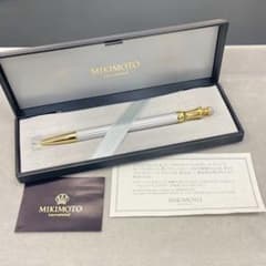 極美品・箱付き】ミキモト ボールペン ブルーレースめのう 半貴石付き
