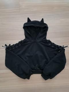 SHEIN　猫耳　パーカー　ショート丈　キッズのサムネイル