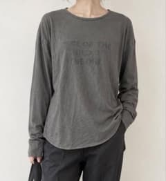 LASUD MILITARY ロゴプリント 長袖カットソー チャコールグレー