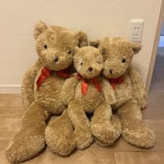 ベージュのぬいぐるみクマ3体セットのサムネイル