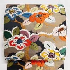 袋帯　セミアンティーク　花　黒地　着物　帯　055k o 袋帯 セミアンティーク 花 黒地 着物 帯 055k o - メルカリ