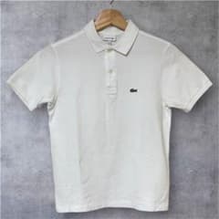 LACOSTE ラコステ 半袖ポロシャツ 白 刺繍L人気定番 鹿の子XS/S