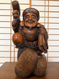 特大木彫 大黒天像 信光銘 高さ約72cm 七福神 商売繁盛 縁起物　大黒様のサムネイル