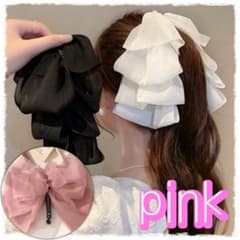 ボリュームリボンヘアクリップ　リボンバナナクリップ　フォーマル　入園式　入学式
