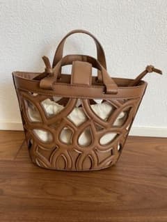 ZARA カットワークミニトートバッグ ブラウン - メルカリ