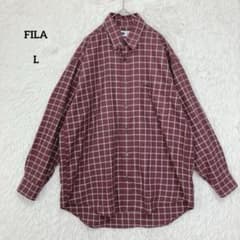 FILA フィラ 長袖チェックシャツ L ワンポイントロゴ メンズ