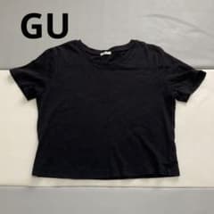 GU ジーユー　コットンミニT 半袖　黒 Tシャツ ショート丈Tシャツのサムネイル