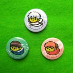 一番くじ 坂田銀時 志村新八 神楽 銀魂×豆しば 缶バッジセット E賞