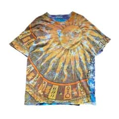 90s Liquid Blue Tシャツ リキッドブルー タイダイ 太陽 月