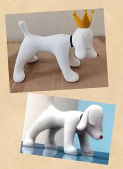 奈良美智 デザイン フィギュア 犬 白 レジン アート 置物 あおもり犬