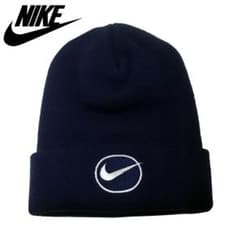 90s OLD NIKE ニット帽 銀タグ スウォッシュロゴ ネイビー y2k - メルカリ