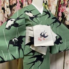 浴衣反物・緑・ツバメ・中村乃武夫・浴衣反物単品・綿100% - メルカリ
